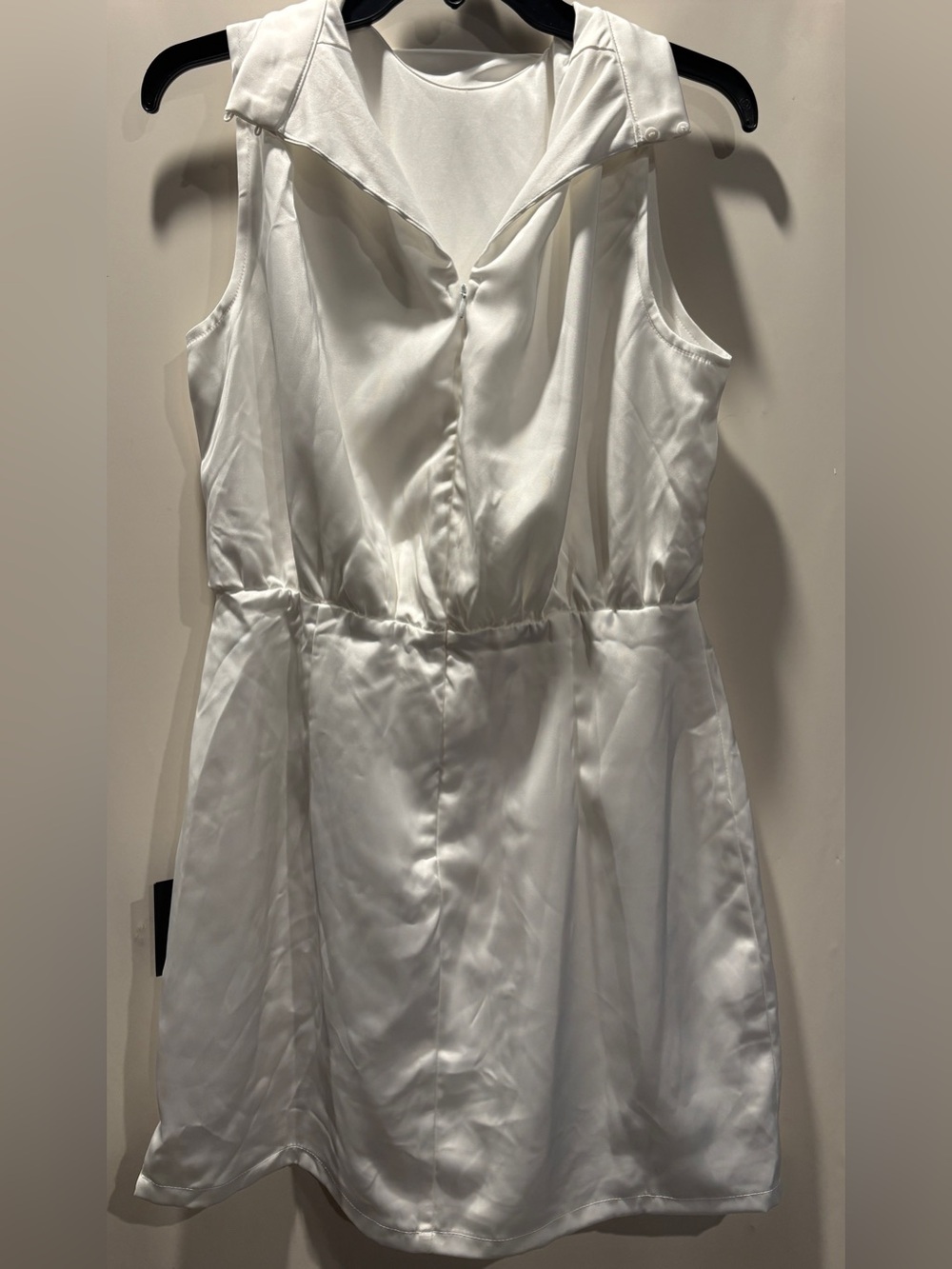 Lulus White Satin Zip Up Mini Dress Size Large New With Tags